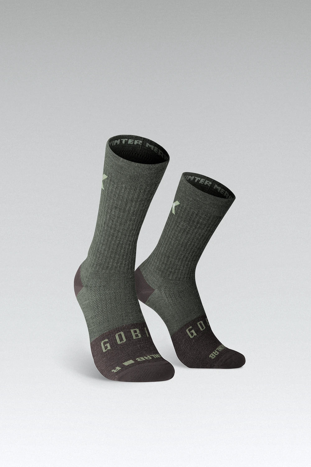 Gobik Winter Merino Olive calcetines de ciclismo en detalle